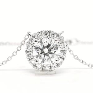 Round Halo Diamond Necklace