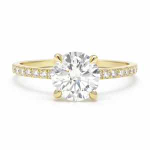 Round Brilliant Diamond Yellow Pave Ring