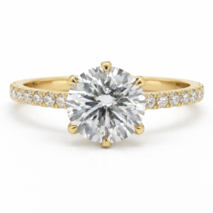 Round Diamond Pave Ring Yellow