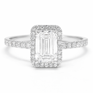 Emerald-Cut Diamond Halo Ring