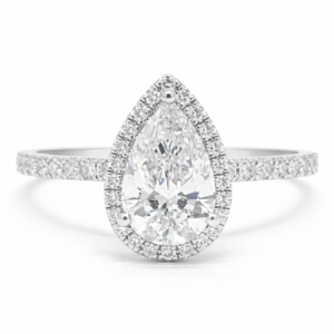Pear-Shaped Diamond Halo Ring