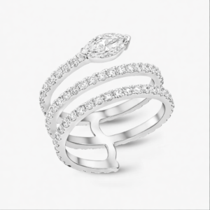 Marquise Cut Triple Row Ring