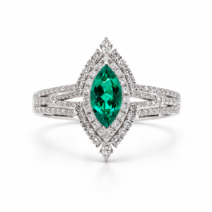 Marquise Emerald Halo Ring