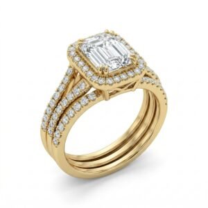 Emerald Halo Moissanite Ring