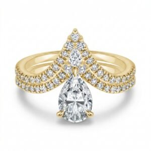 Pear Drop Pavé Crown Ring