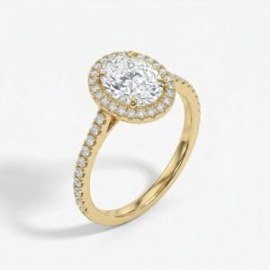 Oval Halo Moissanite Ring